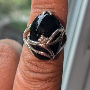 Black Onyx Ring in Sterling Silver